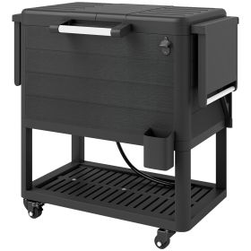 104 Quart Large Capacity Outdoor Cooler Cart, Patio Rolling Ice Chest with Bottle Opener Shelves Wheels, Black 104 Quart Large Capacity Outdoor Cooler Cart, Patio Rolling Ice Chest with Bottle Opener Shelves Wheels, Black